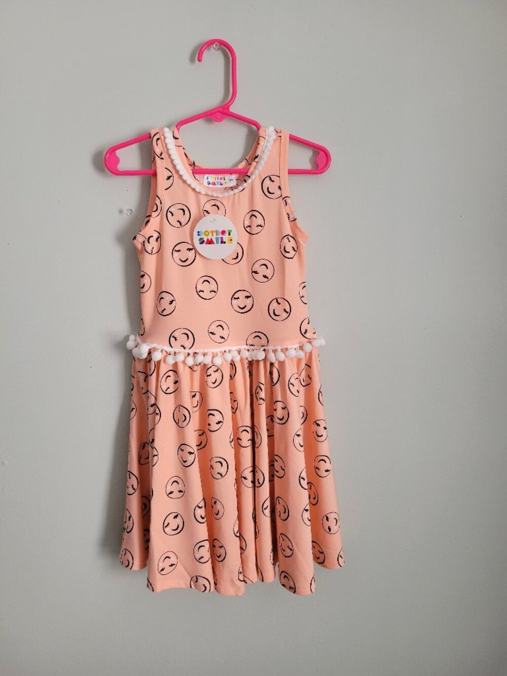 Dot Dot Smile Dress Girl's 3/4 Toddler Peach Smiley Face Twirl Tank NWT
